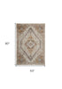 8' X 10' Brown Ivory And Orange Medallion Distressed Washable Area Rug