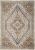 8' X 10' Brown Ivory And Orange Medallion Distressed Washable Area Rug