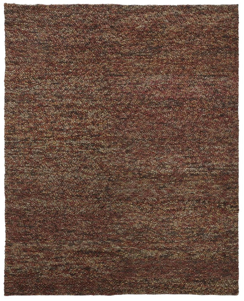 8' X 11' Orange Red And Brown Wool Abstract Hand Woven Distressed Area Rug