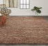 8' X 11' Orange Red And Brown Wool Abstract Hand Woven Distressed Area Rug