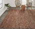 8' X 11' Orange Red And Brown Wool Abstract Hand Woven Distressed Area Rug