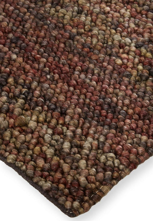 8' X 11' Orange Red And Brown Wool Abstract Hand Woven Distressed Area Rug