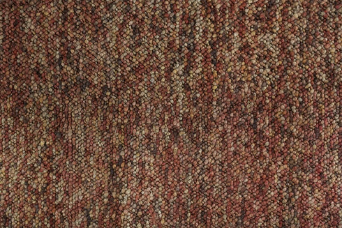 8' X 11' Orange Red And Brown Wool Abstract Hand Woven Distressed Area Rug