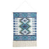 36" X 20" Blue Ivory And Teal Southwestern Cotton Hanging Tapestry
