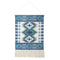 36" X 20" Blue Ivory And Teal Southwestern Cotton Hanging Tapestry