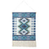 36" X 20" Blue Ivory And Teal Southwestern Cotton Hanging Tapestry
