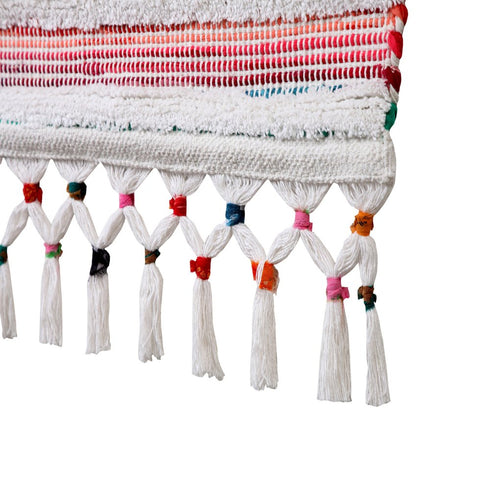 51" X 26" Green Red And White Abstract Wool Hanging Tapestry