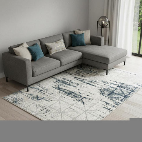8' X 10' Blue Abstract Stain Resistant Area Rug