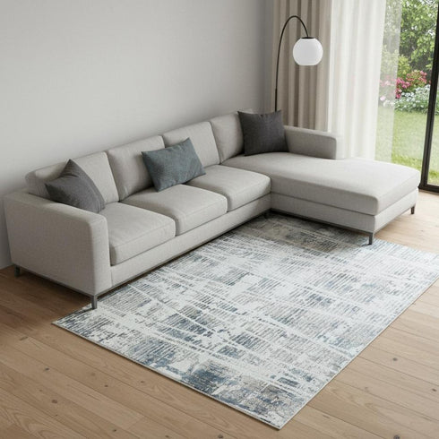 8' X 10' Blue Abstract Area Rug