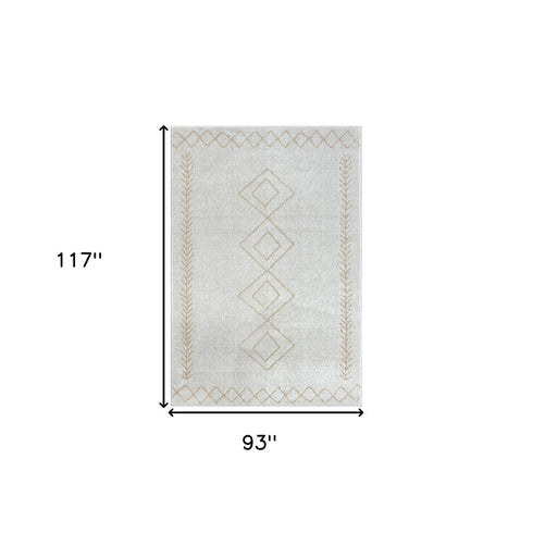 8' X 10' Cream Diamond Area Rug