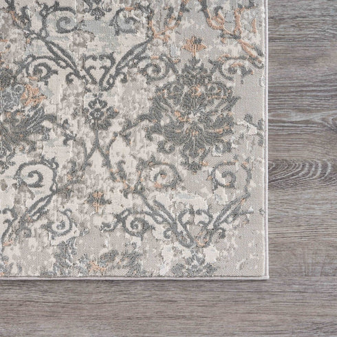 8' X 11' Cream Abstract Distressed Area Rug