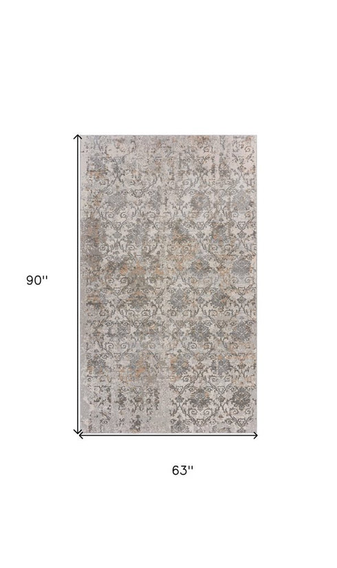 8' X 11' Cream Abstract Distressed Area Rug