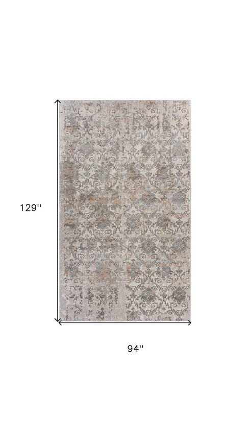 8' X 11' Cream Abstract Distressed Area Rug