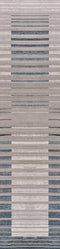 8' Ivory And Blue Abstract Runner Rug