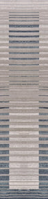 8' Ivory And Blue Abstract Runner Rug