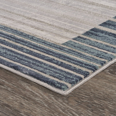 8' Ivory And Blue Abstract Runner Rug