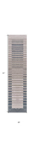 8' Ivory And Blue Abstract Runner Rug