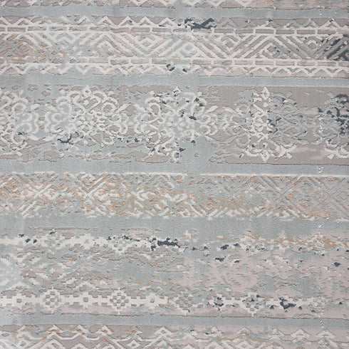8' X 10' Blue Abstract Distressed Area Rug