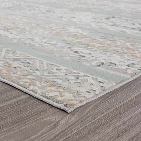 8' X 10' Blue Abstract Distressed Area Rug