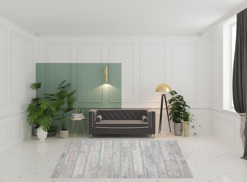 8' X 10' Blue Abstract Distressed Area Rug