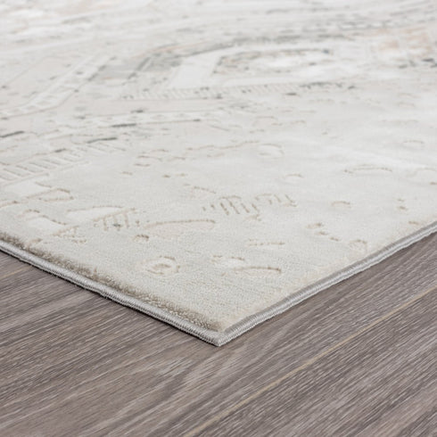 8' X 10' Cream Abstract Distressed Area Rug