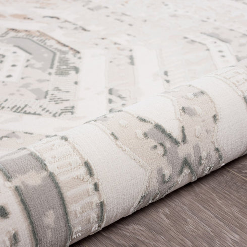 8' X 10' Cream Abstract Distressed Area Rug