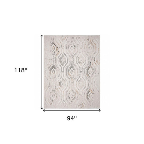 8' X 10' Cream Abstract Distressed Area Rug