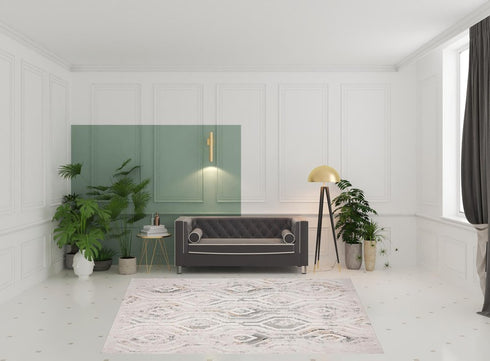 8' X 10' Cream Abstract Distressed Area Rug