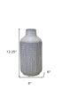12" Gray And Brown Ribbed Terracotta Cylinder Table Vase