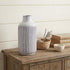 12" Gray And Brown Ribbed Terracotta Cylinder Table Vase