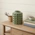 7" Green Terracotta Geometric Cylinder Table Vase