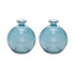 Set of Two Blue Glass Round Table Vase