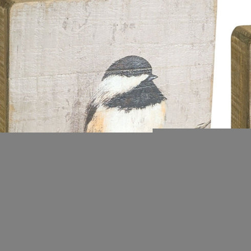 Set of Four Brown Bird Square Wood Plaques Hanging Wall Decor