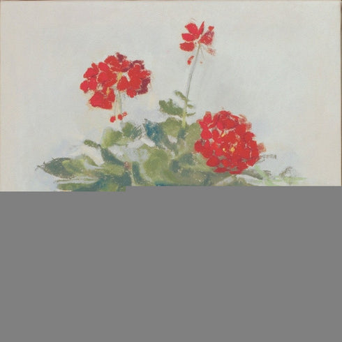 Set of Two White Brown And Red Flower Framed Art
