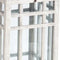 Set of Two White And Silver Distressed Geometric Metal Floor Lantern Candle Holders