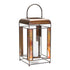 17" Bronze Distressed Geometric Metal And Glass Tabletop Lantern Candle Holder