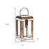 17" Bronze Distressed Geometric Metal And Glass Tabletop Lantern Candle Holder