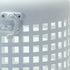 14" White Distressed Lattice Iron Floor Lantern Candle Holder