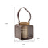 7" Natural And Brown Distressed Lattice Iron And Wood Tabletop Lantern Candle Holder