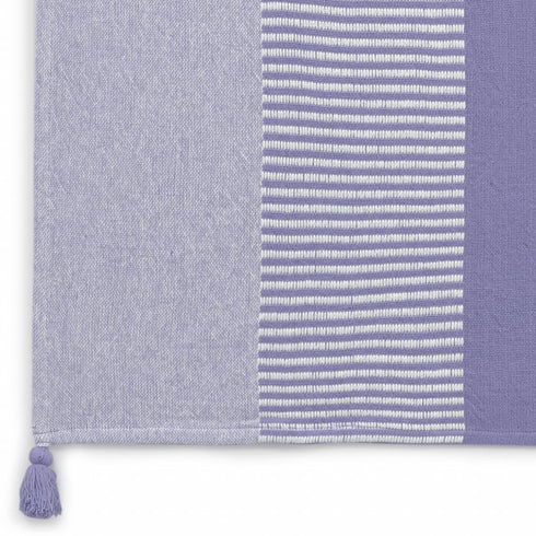 50" X 60" Yellow Woven Cotton Striped Throw Blanket with Tassels