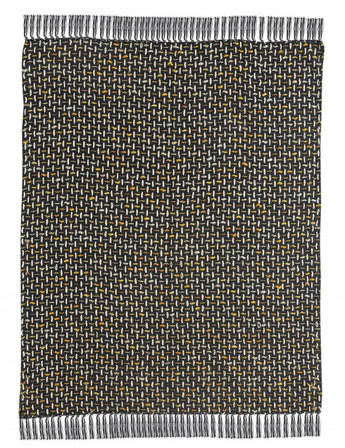 50" X 60" Black And Gold Geometric Cotton Woven Throw Blanket with Tassels
