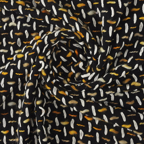 50" X 60" Black And Gold Geometric Cotton Woven Throw Blanket with Tassels