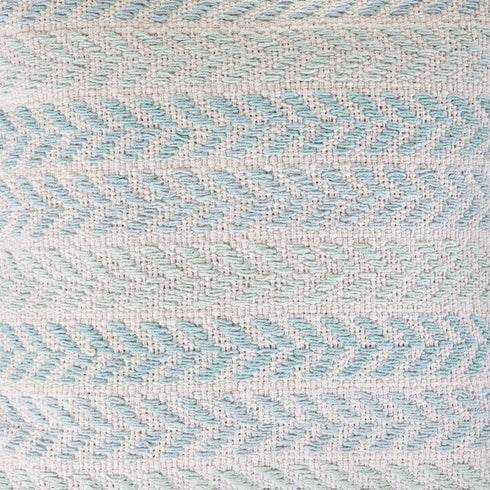 18" Light Blue And White Chevron Cotton Throw Pillow