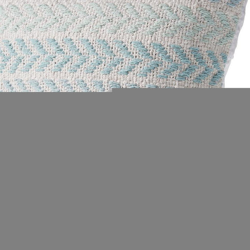 18" Light Blue And White Chevron Cotton Throw Pillow