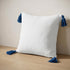 20" X 20" White And Blue 100% Cotton Zippered Pillow