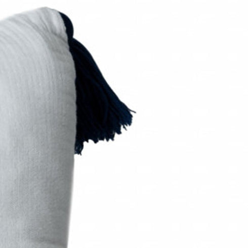 20" X 20" White And Blue 100% Cotton Zippered Pillow