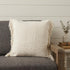 20" X 20" Ivory And White 100% Cotton Zippered Pillow