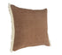 20" Orange And Tan Cotton Color Block Throw Pillow with Fringe