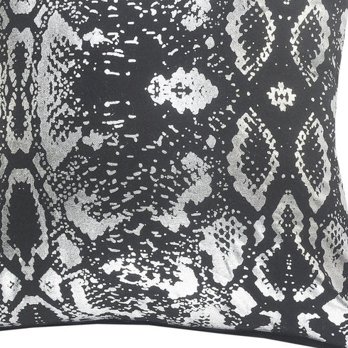 20" X 20" Black And Silver 100% Cotton Animal Print Zippered Pillow