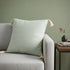 18" X 18" Light Turquoise And Ivory 100% Cotton Striped Zippered Pillow